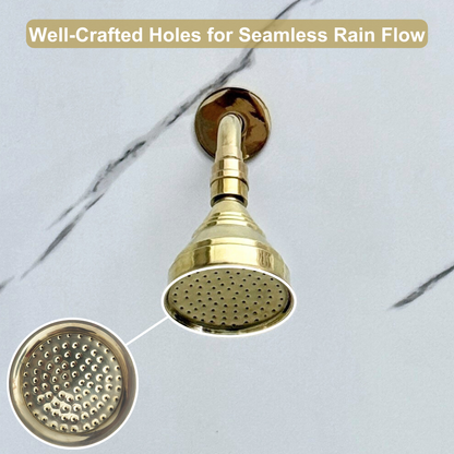 Unlacquered Brass Round Rain Shower Head with Short Arm