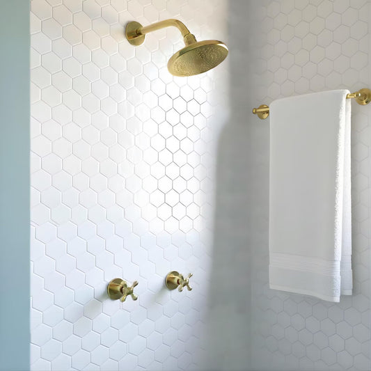 Unlacquered Brass Adjustable Flat Round Rain Shower System