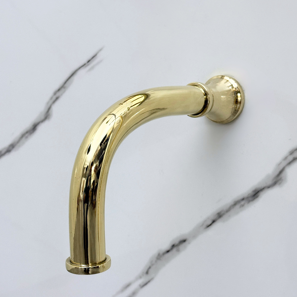 Unlacquered Brass Adjustable Flat Round Rain Shower System with Handheld & Tub Filler — Arcuate arm (UBCSS-014)