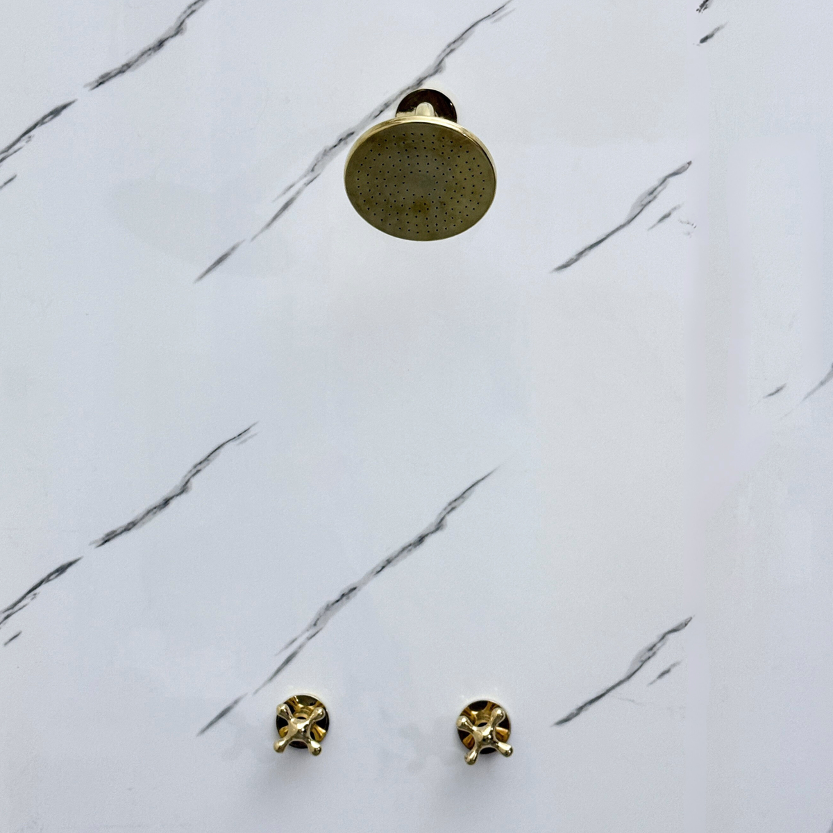 Unlacquered Brass Adjustable Flat Round Rain Shower System