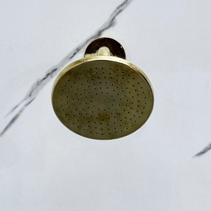 Unlacquered Brass Adjustable Flat Round Rain Shower System