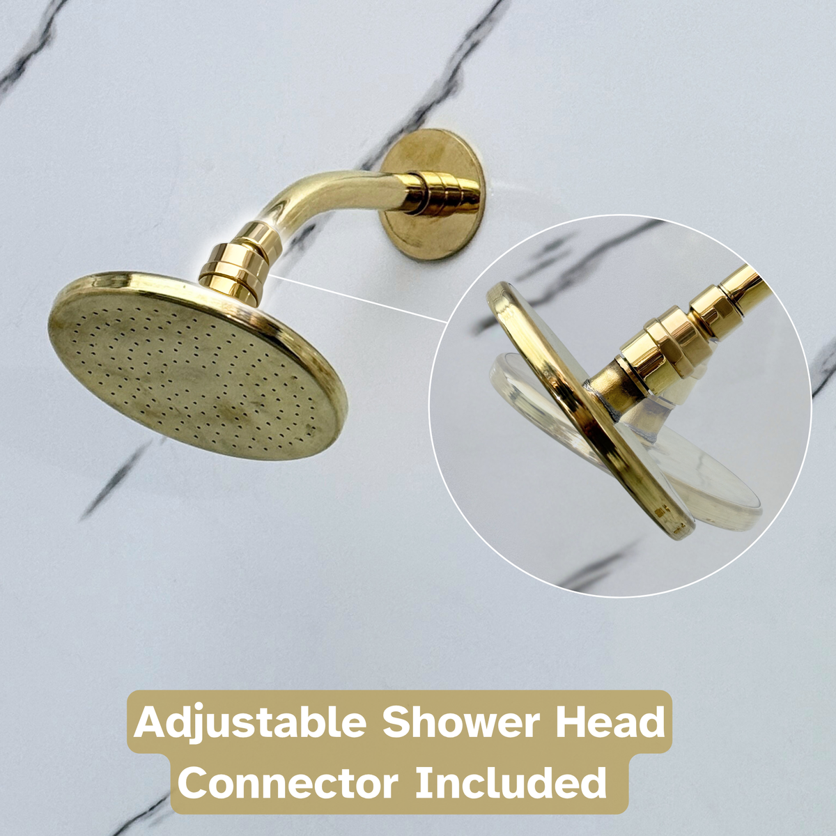 Unlacquered Brass Adjustable Flat Round Rain Shower System