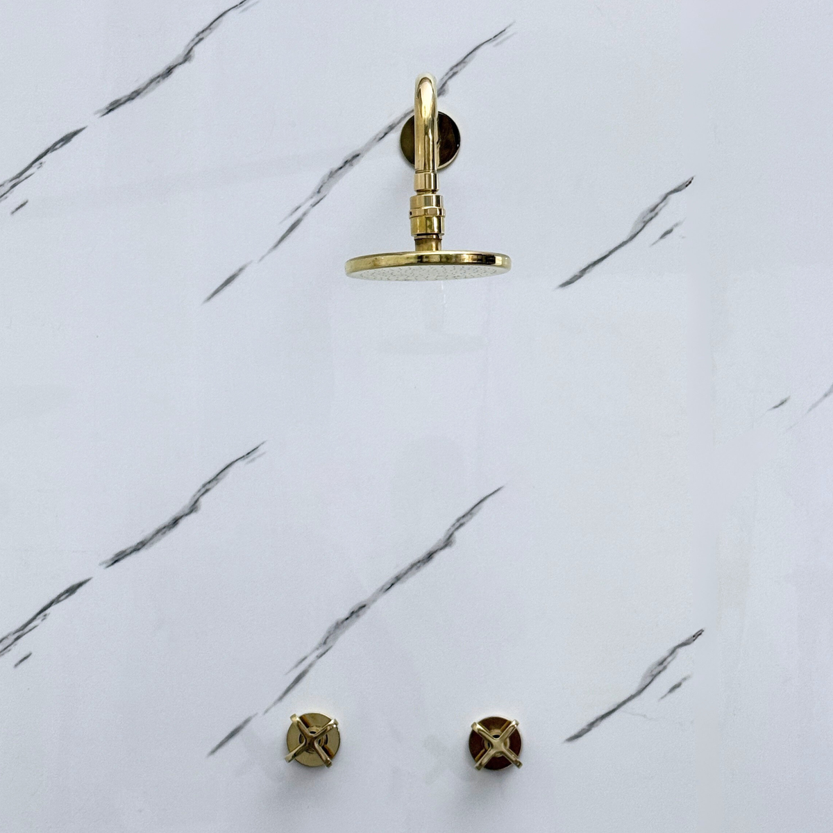 Unlacquered Brass Adjustable Flat Round Rain Shower System
