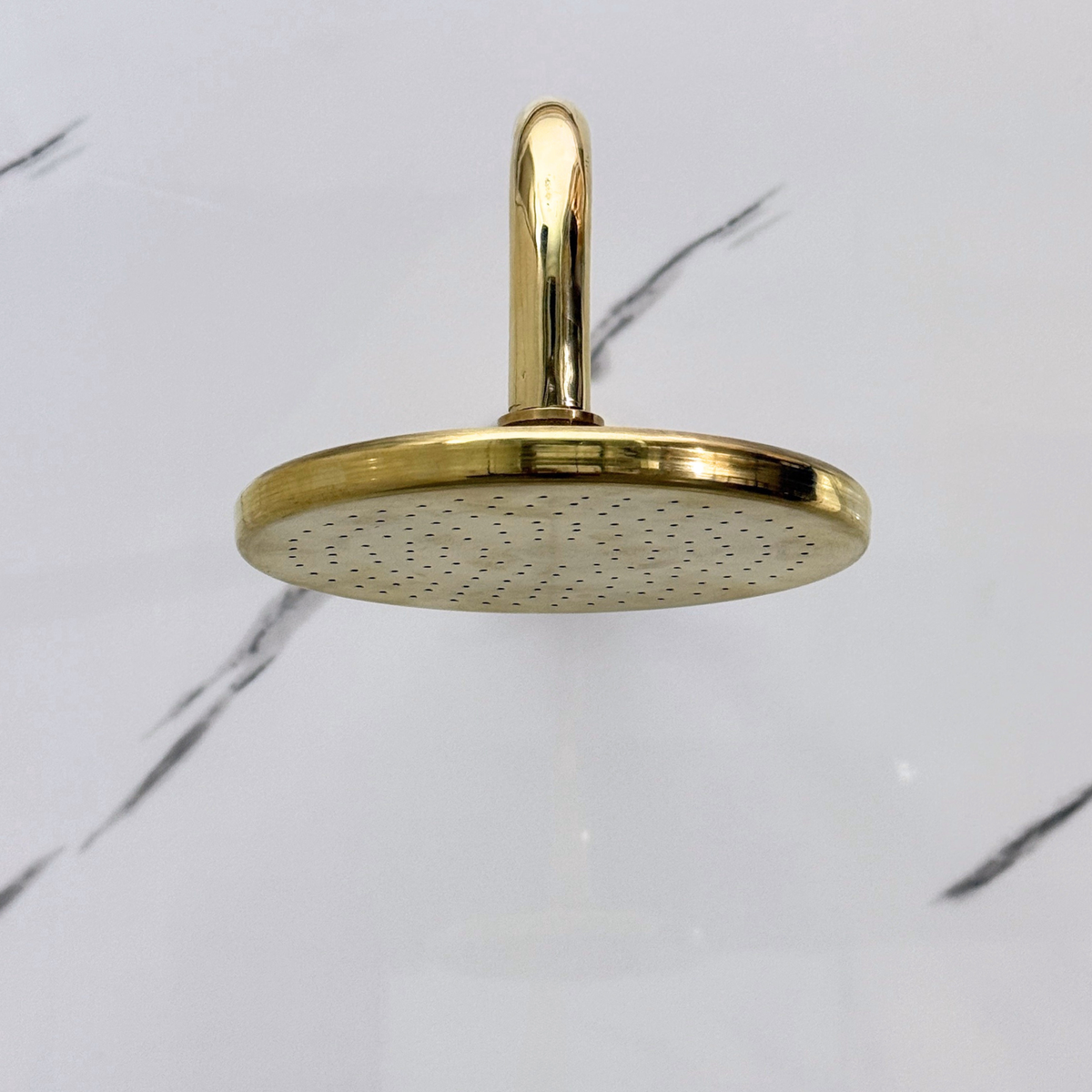 Unlacquered Brass Adjustable Flat Round Rain Shower System