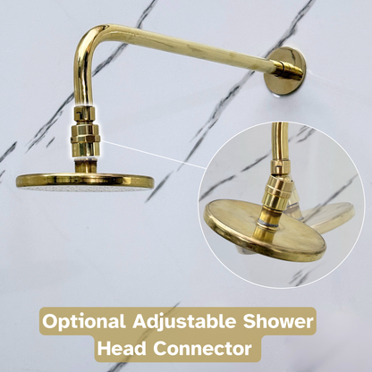 Unlacquered Brass Adjustable Flat Round Rain Shower System