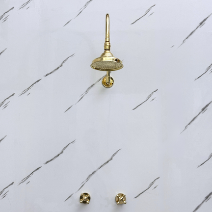 Unlacquered Brass Adjustable Round Rain Shower System