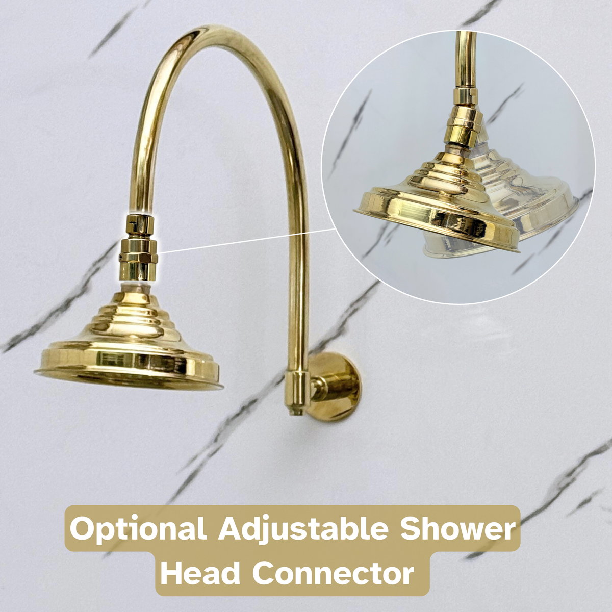 Unlacquered Brass Adjustable Round Rain Shower System