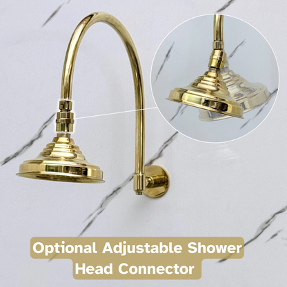 Unlacquered Brass Adjustable Round Rain Shower System