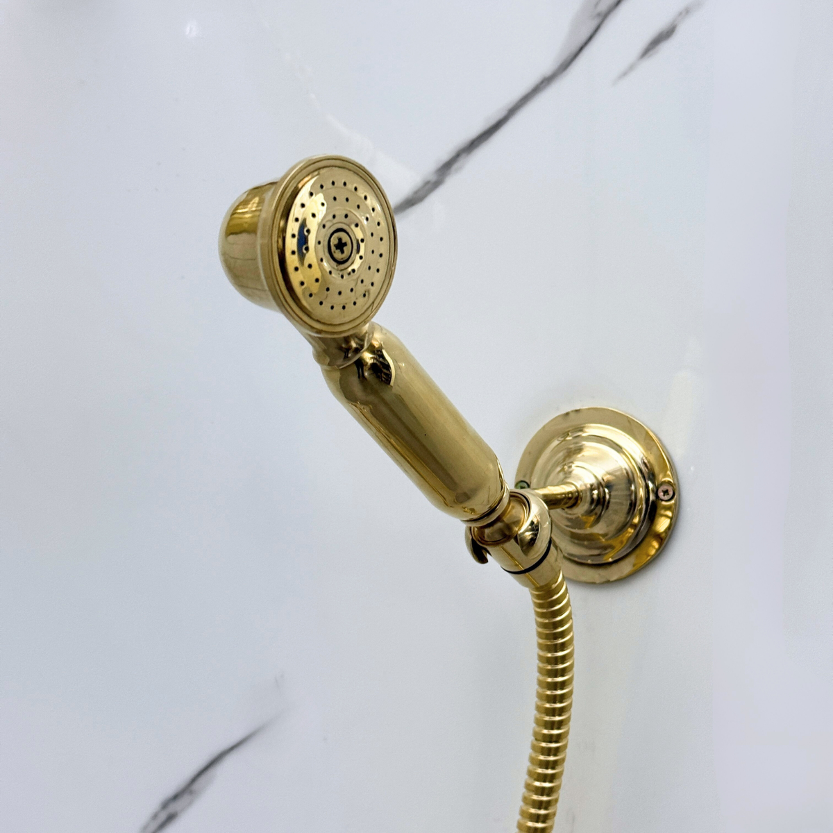 Unlacquered Brass Round Rain Shower System with Handheld