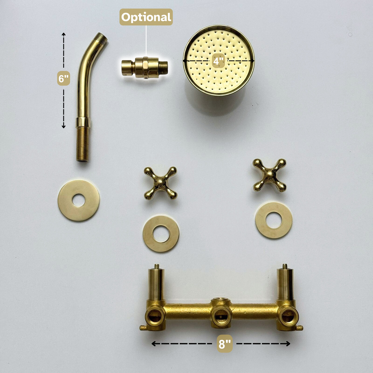 Unlacquered Brass Round Rain Shower System
