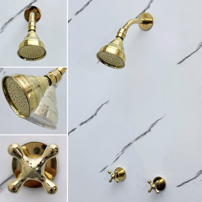 Unlacquered Brass Round Rain Shower System