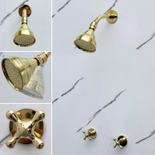 Unlacquered Brass Round Rain Shower System