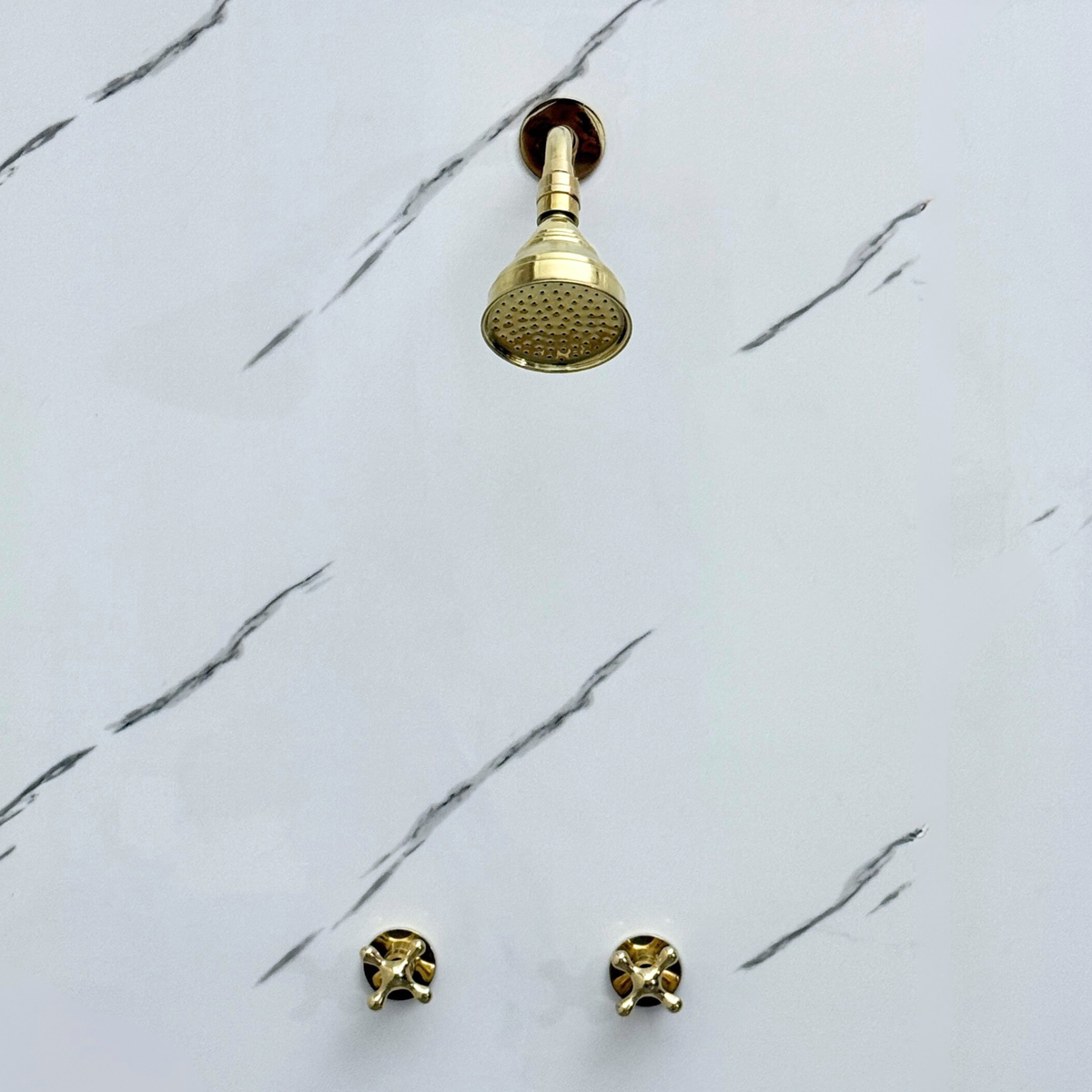 Unlacquered Brass Round Rain Shower System