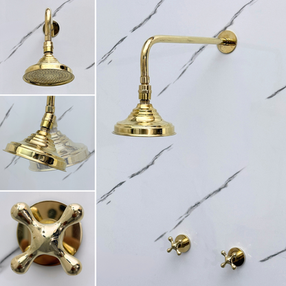 Unlacquered Brass Adjustable Round Rain Shower System