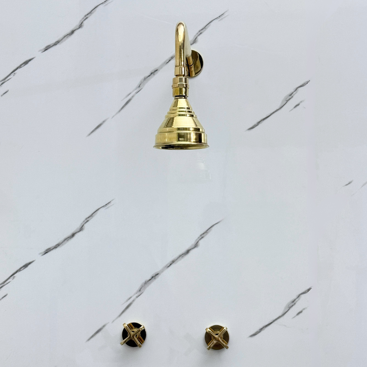 Unlacquered Brass Adjustable Round Rain Shower System