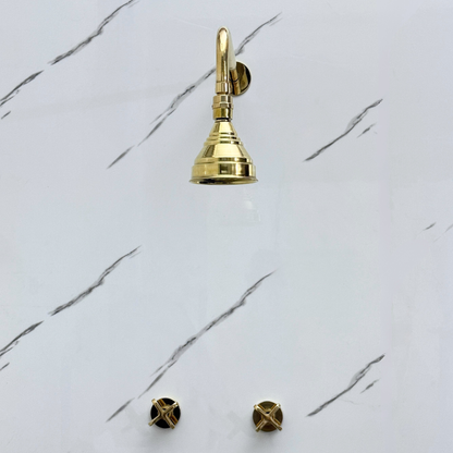 Unlacquered Brass Adjustable Round Rain Shower System