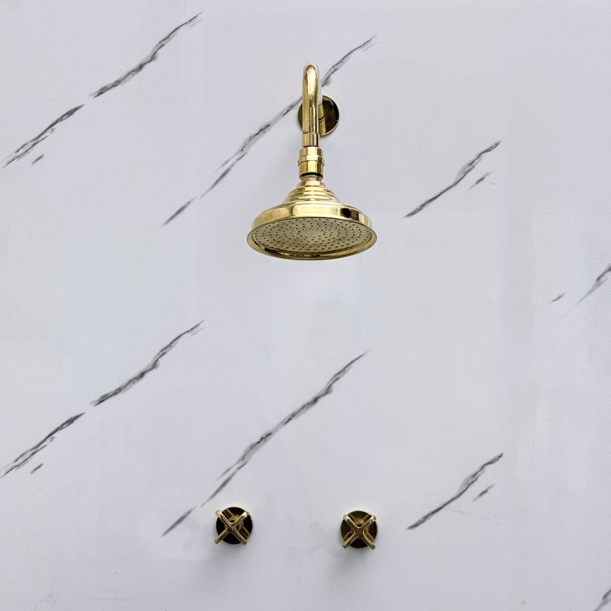 Unlacquered Brass Adjustable Round Rain Shower System