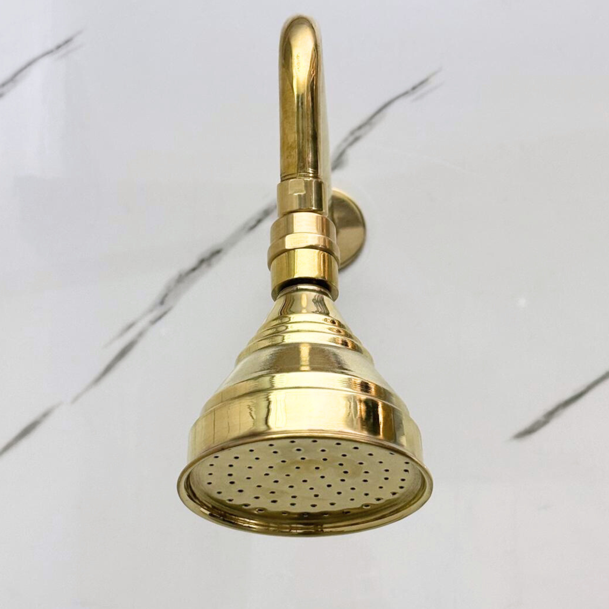 Unlacquered Brass Adjustable Round Rain Shower System