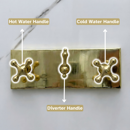 Unlacquered Brass Adjustable Flat Round Rain Shower System with Handheld & Tub Filler — Arcuate arm (UBCSS-014)