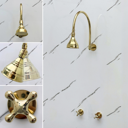 Unlacquered Brass Adjustable Round Rain Shower System