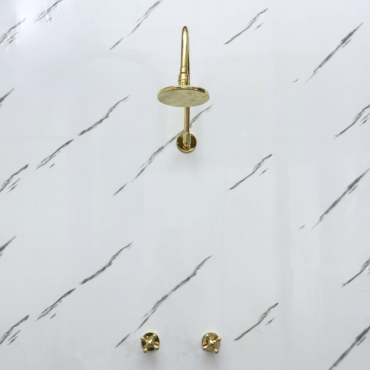 Unlacquered Brass Adjustable Flat Round Rain Shower System