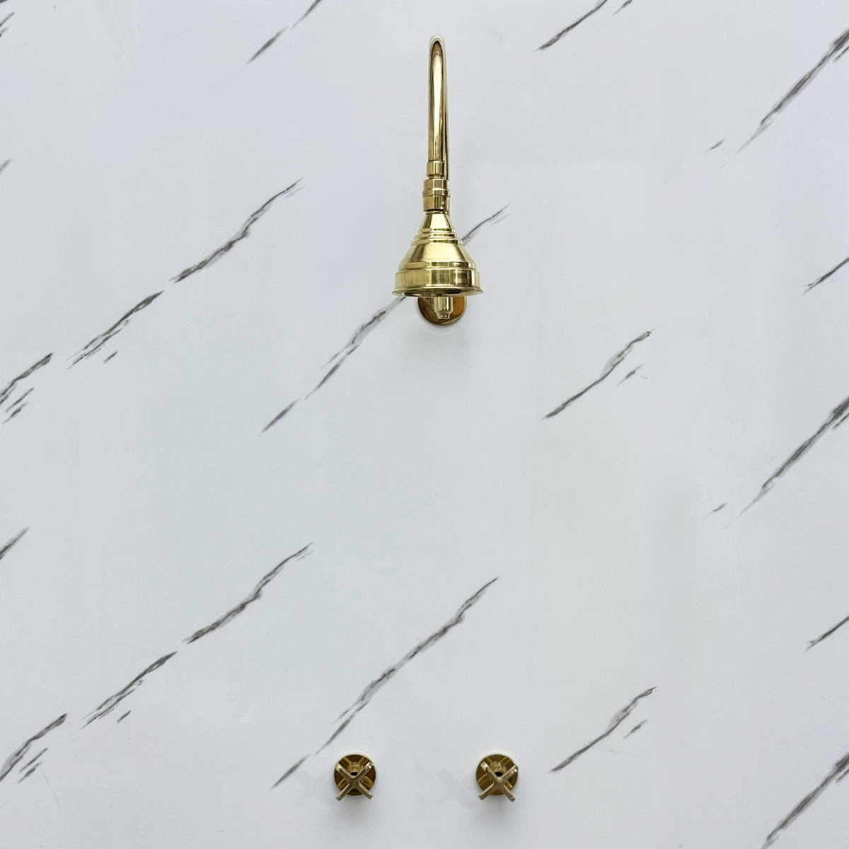 Unlacquered Brass Adjustable Round Rain Shower System
