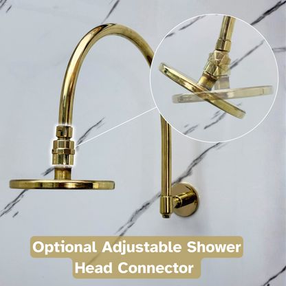 Unlacquered Brass Adjustable Flat Round Rain Shower System
