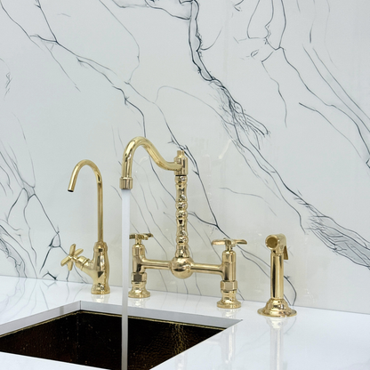 Unlacquered Brass Bridge Faucet with Cross Handles