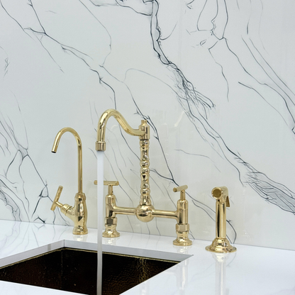 Unlacquered Brass Bridge Faucet with Lever Handles