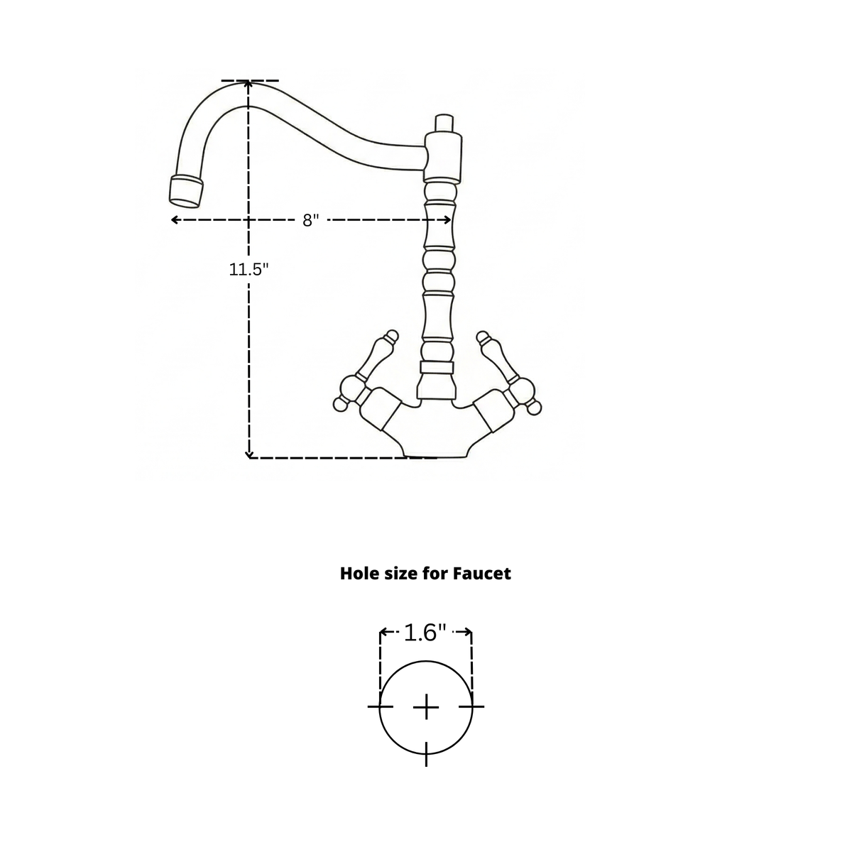 Unlacquered Brass Victorian Single Hole Faucet with Lever Handles