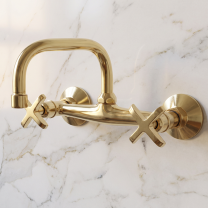 Unlacquered Brass Wall-Mount Bathroom Faucet