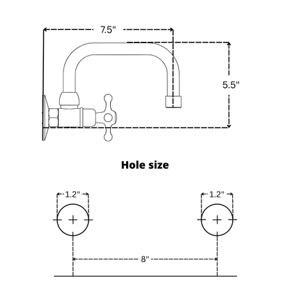 Unlacquered Brass Wall-Mount Bathroom Faucet