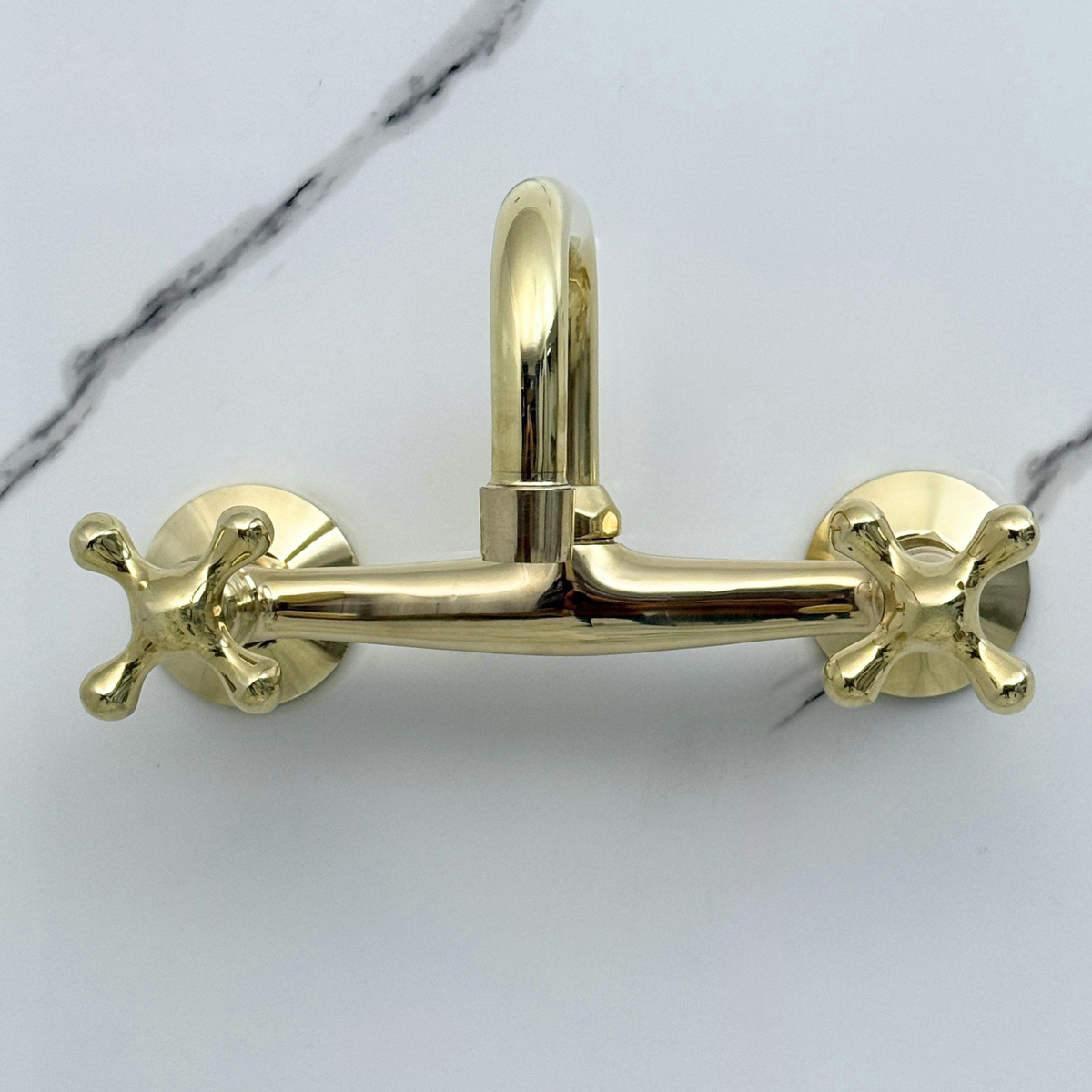 Unlacquered Brass Wall-Mount Bathroom Faucet