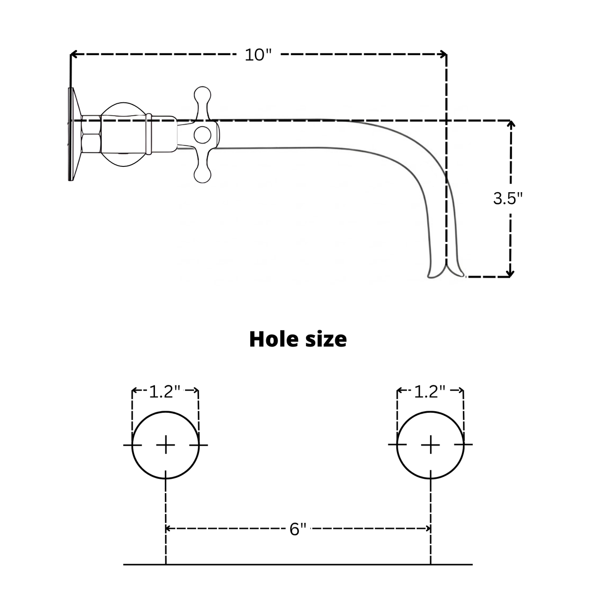 Unlacquered Brass Wall-Mount Bathroom Faucet with Cross handles