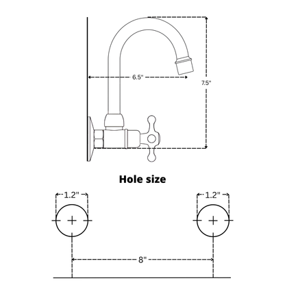 Unlacquered Brass Wall-Mount Bathroom Faucet