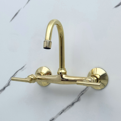 Unlacquered Brass Wall-Mount Bathroom Faucet