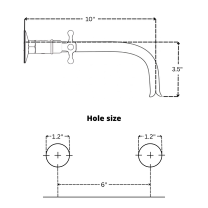 Unlacquered Brass Wall-Mount Bathroom Faucet with Cross handles