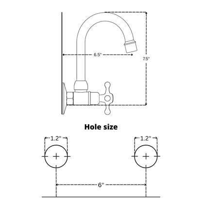 Unlacquered Brass Wall-Mount Bathroom Faucet with Cross handles