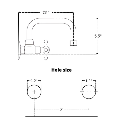 Unlacquered Brass Wall-Mount Bathroom Faucet with Cross handles