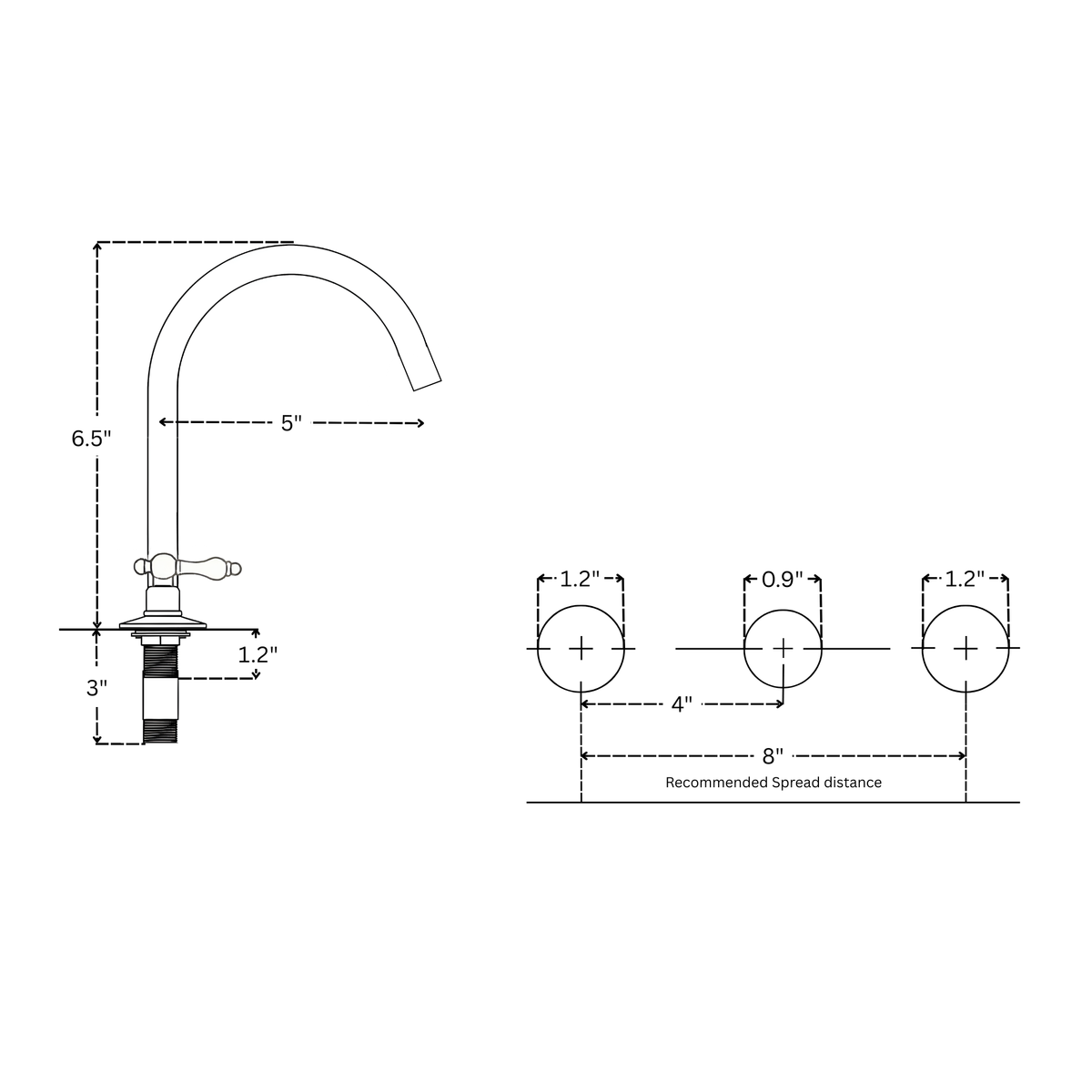 Unlacquered Brass Gooseneck Widespread Bathroom Faucet with Lever Handles – Classic Arc