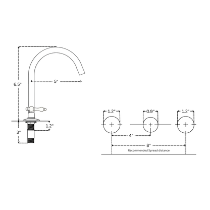 Unlacquered Brass Gooseneck Widespread Bathroom Faucet with Lever Handles – Classic Arc