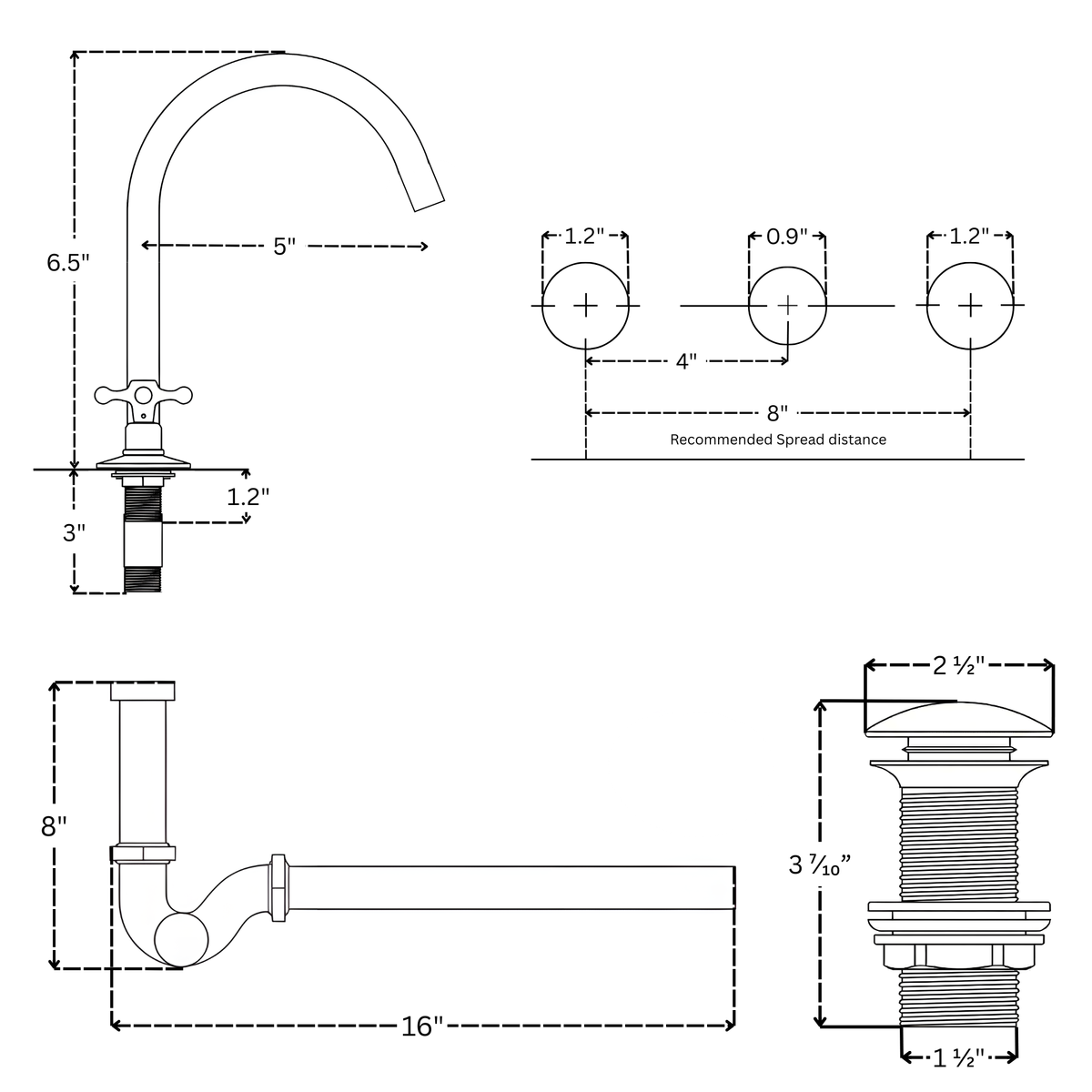 Unlacquered Brass Gooseneck Widespread Bathroom Faucet with Cross Handles – Classic Arc