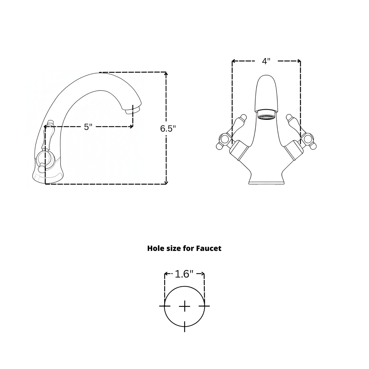 Unlacquered Brass and Resin Single Hole Bathroom Faucet with Lever Handles