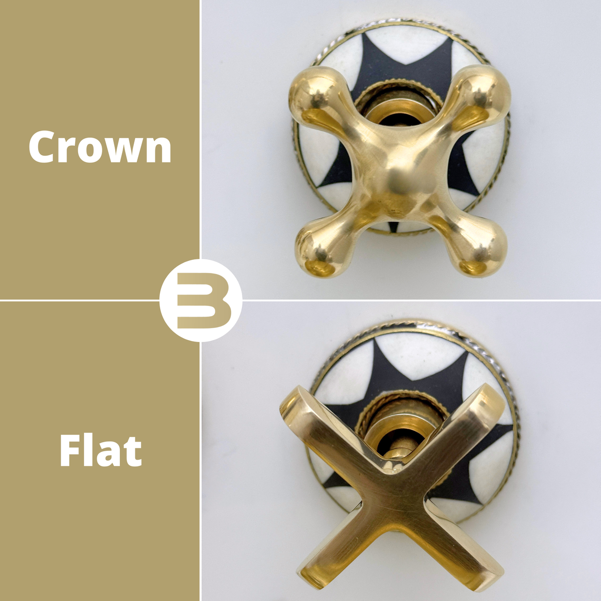 Unlacquered Brass and Resin Wall-Mount Bathroom Faucet with Cross Handles