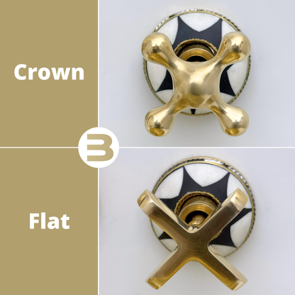 Unlacquered Brass and Resin Wall-Mount Bathroom Faucet with Cross Handles