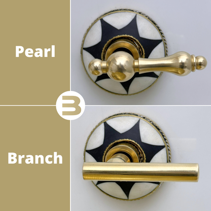 Unlacquered Brass and Resin Wall-Mount Bathroom Faucet with Lever Handles