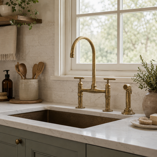 Unlacquered Brass Bridge Faucet with Lever Handles