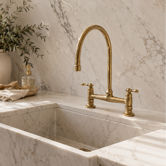 Unlacquered Brass Bridge Faucet with Lever Handles