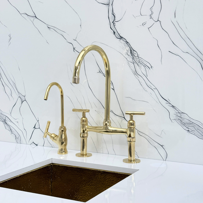 Unlacquered Brass Bridge Faucet with Lever Handles