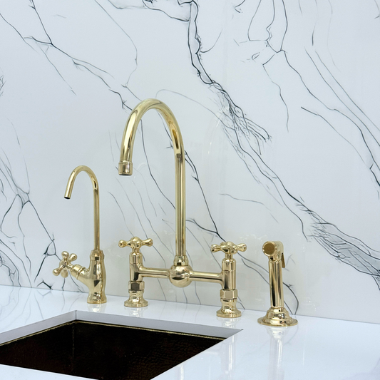 Unlacquered Brass Bridge Faucet with Cross Handles - Somerset